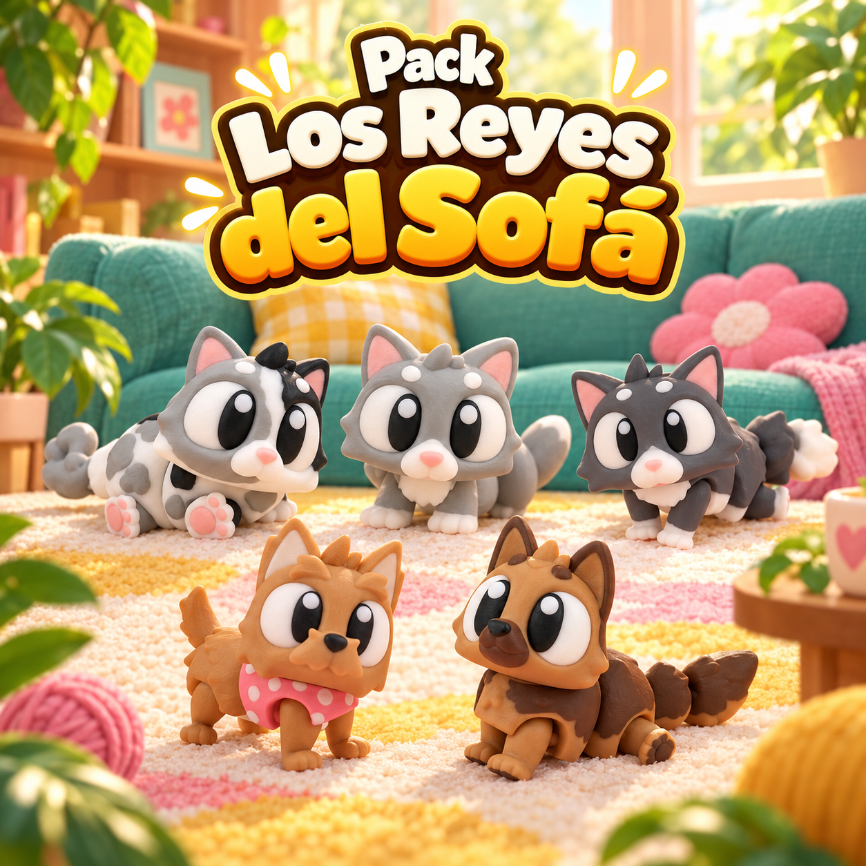 Los Reyes del Sofá: pack Wompy Pals con Brisa, Mila, Nuno, Nina y Roco.